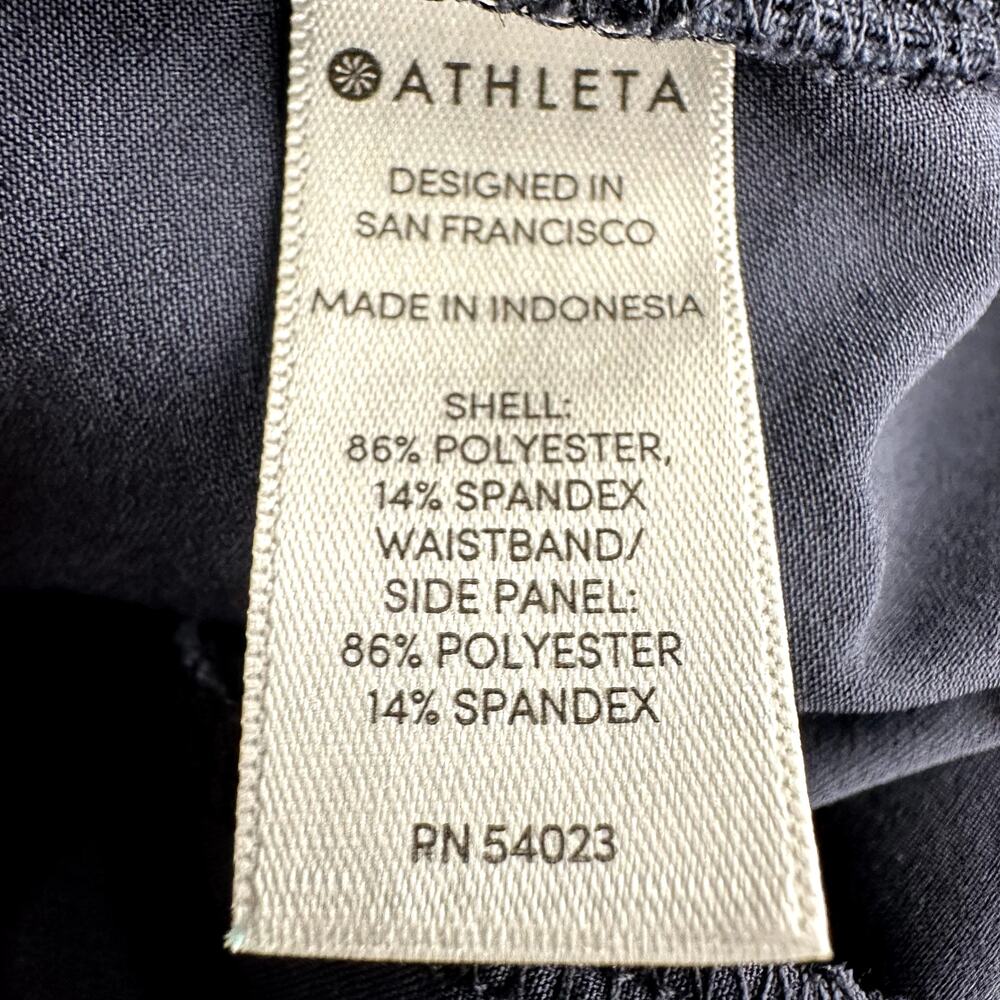 Athleta Brooklyn Mid Rise Ankle Pants Tapered Pocket Rib Knit Trim Navy Blue 8P - Picture 4 of 6